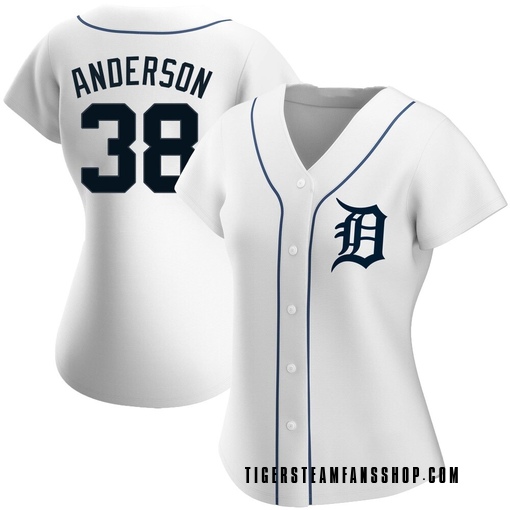 Women's Detroit Tigers Drew Anderson Replica White Home Jersey