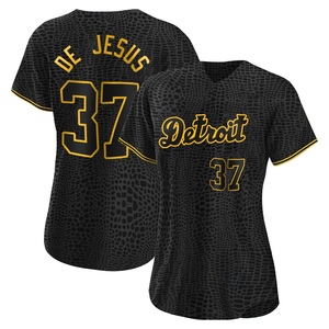 Women's Detroit Tigers Enmanuel De Jesus Authentic Black Snake Skin City Jersey