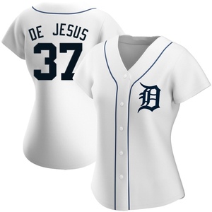 Women's Detroit Tigers Enmanuel De Jesus Authentic White Home Jersey