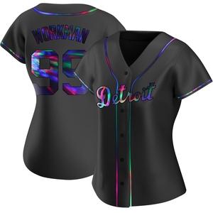 Women's Detroit Tigers Gage Workman Replica Black Holographic Alternate Jersey