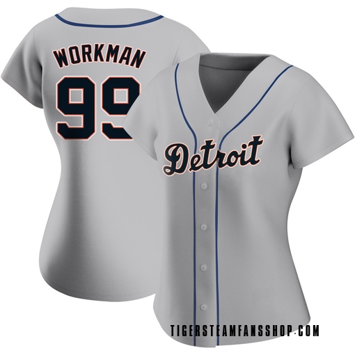 Women's Detroit Tigers Gage Workman Replica Gray Road Jersey