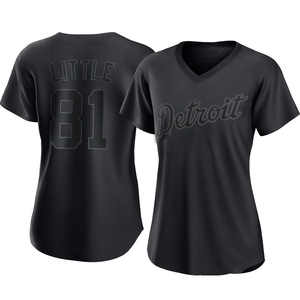 Women's Detroit Tigers Jack Little Authentic Black Pitch Fashion Jersey