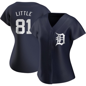 Women's Detroit Tigers Jack Little Authentic Navy Alternate Jersey