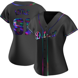 Women's Detroit Tigers Jack Little Replica Black Holographic Alternate Jersey