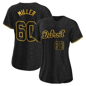 Women's Detroit Tigers Jake Miller Replica Black Snake Skin City Jersey