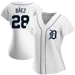 Women's Detroit Tigers Javier Baez Replica White Home Jersey