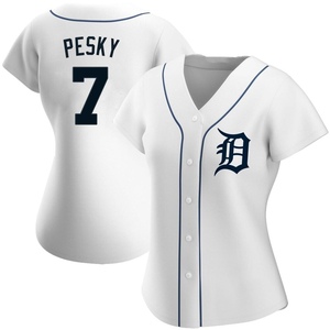Women's Detroit Tigers Johnny Pesky Authentic White Home Jersey