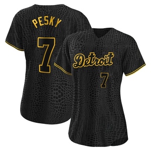 Women's Detroit Tigers Johnny Pesky Replica Black Snake Skin City Jersey