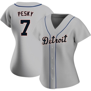 Women's Detroit Tigers Johnny Pesky Replica Gray Road Jersey