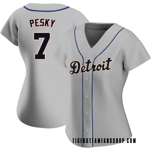 Women's Detroit Tigers Johnny Pesky Replica Gray Road Jersey