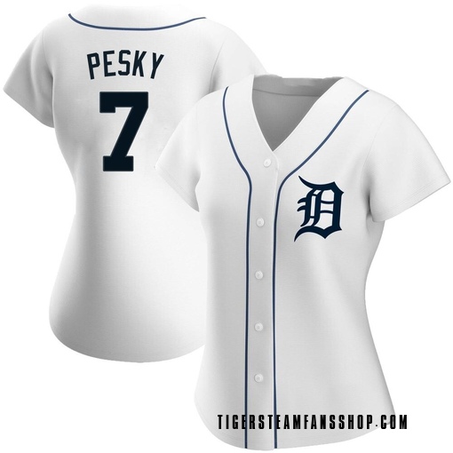 Women's Detroit Tigers Johnny Pesky Replica White Home Jersey
