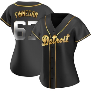 Women's Detroit Tigers Kyle Finnegan Replica Black Golden Alternate Jersey