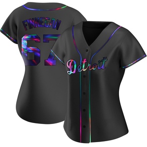 Women's Detroit Tigers Kyle Finnegan Replica Black Holographic Alternate Jersey