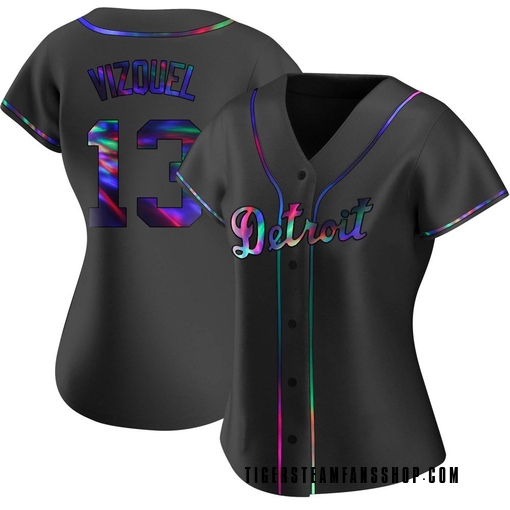 Women's Detroit Tigers Omar Vizquel Replica Black Holographic Alternate Jersey