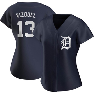 Women's Detroit Tigers Omar Vizquel Replica Navy Alternate Jersey