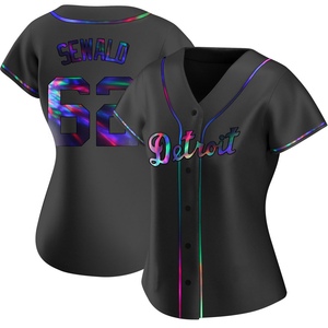 Women's Detroit Tigers Paul Sewald Replica Black Holographic Alternate Jersey