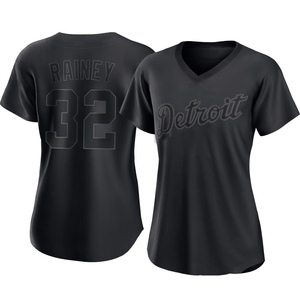 Women's Detroit Tigers Tanner Rainey Authentic Black Pitch Fashion Jersey