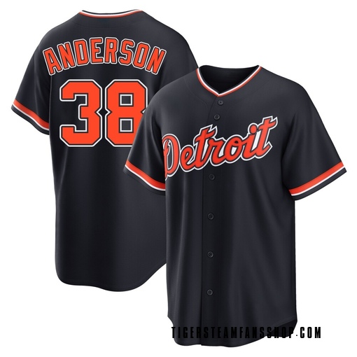 Youth Detroit Tigers Drew Anderson Replica Navy Alternate 2nd Jersey