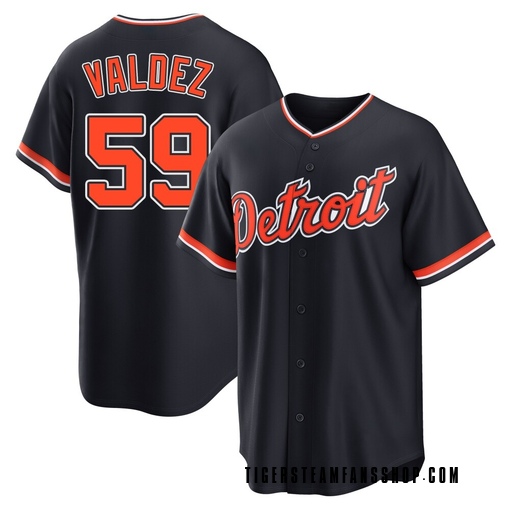 Youth Detroit Tigers Framber Valdez Replica Navy Alternate 2nd Jersey