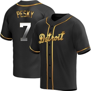 Youth Detroit Tigers Johnny Pesky Replica Black Golden Alternate Jersey
