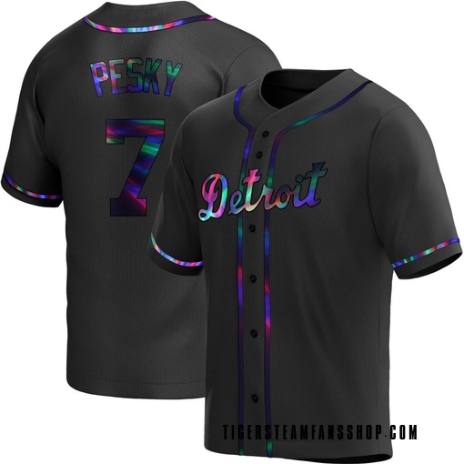Youth Detroit Tigers Johnny Pesky Replica Black Holographic Alternate Jersey