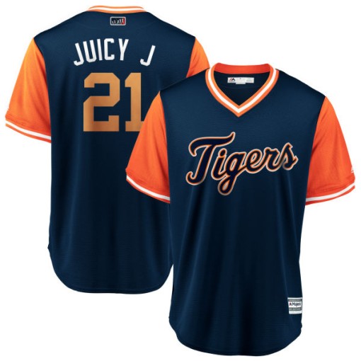 Big & Tall Men's Majestic Detroit Tigers Jacoby Jones Replica Navy/Orange JaCoby Jones "JUICY J ...